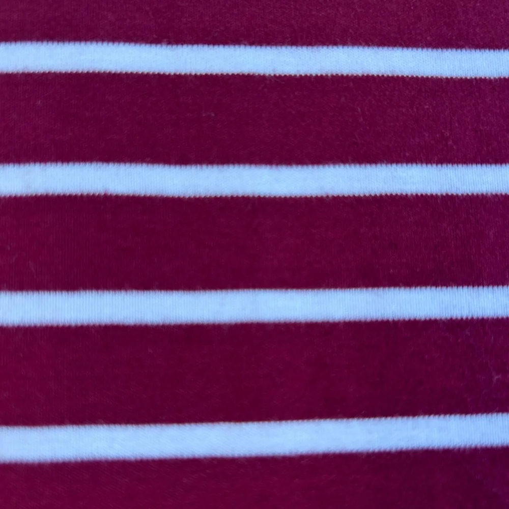 LAKE Luxury Loungewear Pima Cotton Striped Long Sleeve Tee XS Burgundy Soft‎